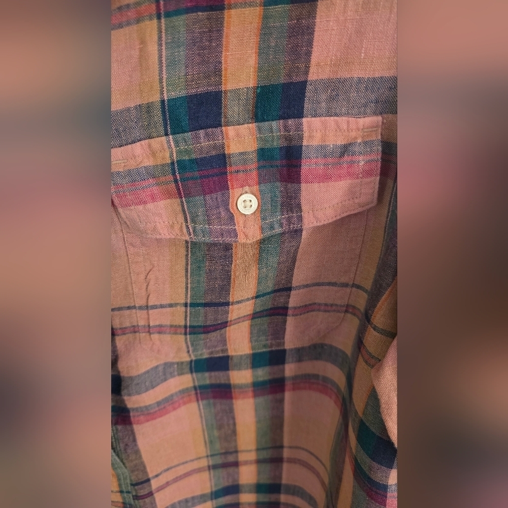 Ralph Lauren Pink and Blue Plaid Button Down Shirt - Picture 4 of 5